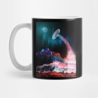 Waves At The Alien Beach As UFO Takes Off Into Space Mug